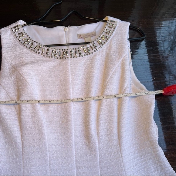 Dress Barn Woman’s Dress White With Sliver Studded Neckline Size 12 - Picture 11 of 11